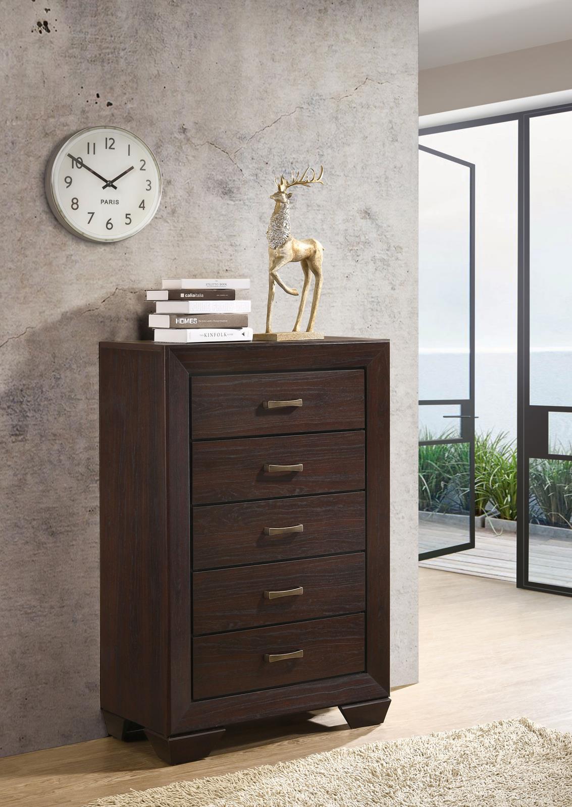 Kauffman 5-drawer Bedroom Chest Dark Cocoa - Image 2