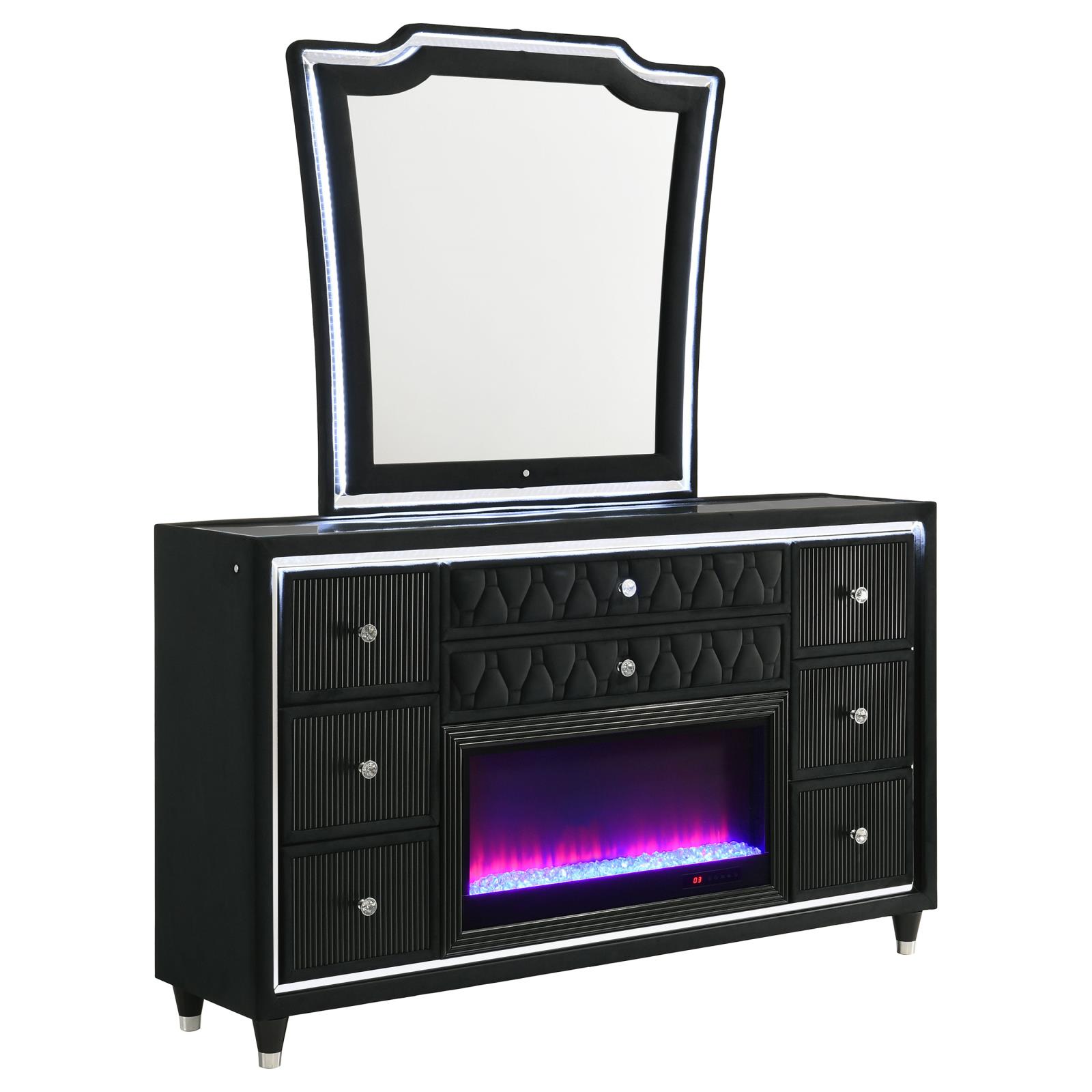 Lorient 8-drawer LED Flame Box Dresser and Mirror Black – Mr. Liquidator Furniture