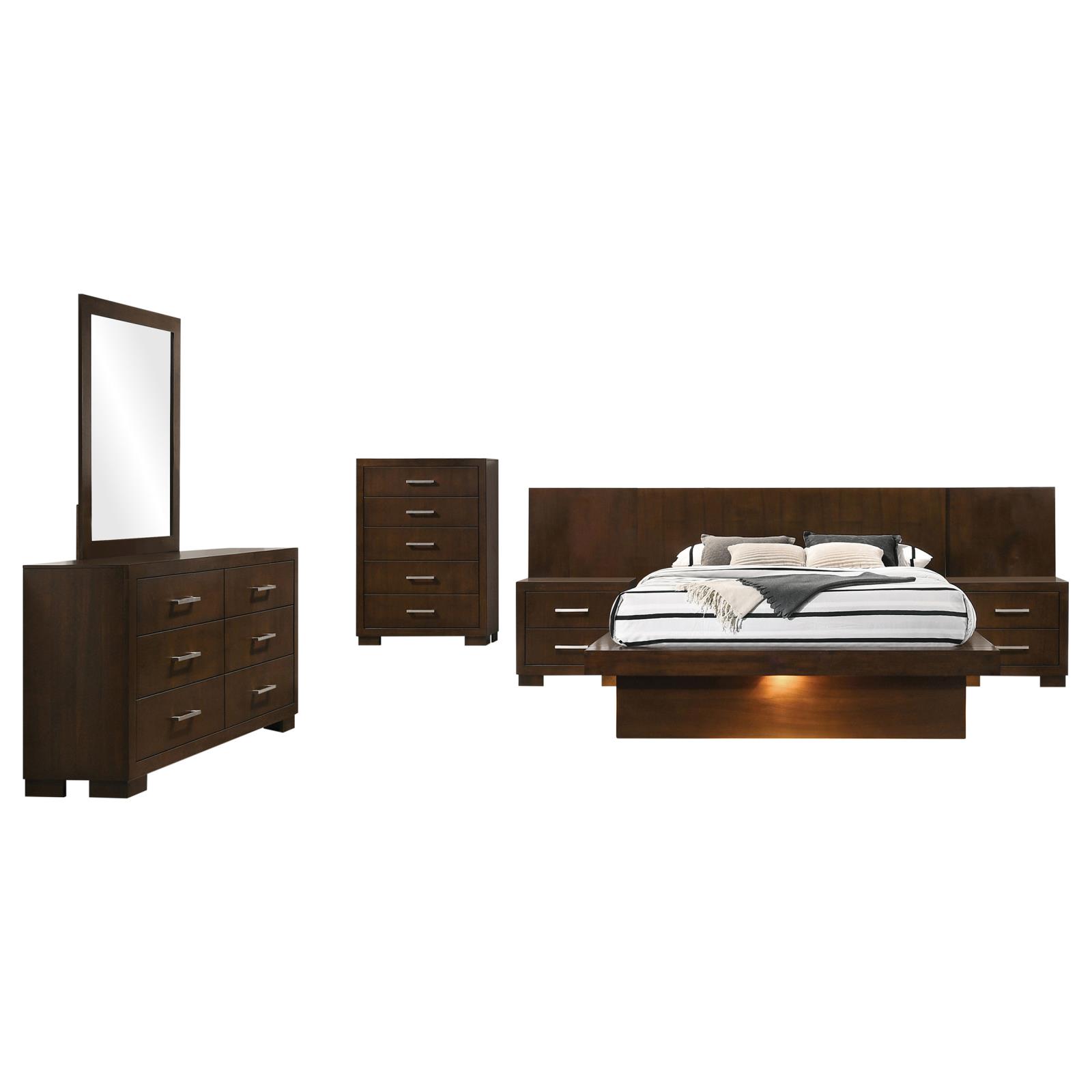 Jessica 6-piece Queen LED Bedroom Set Cappuccino - Image 2