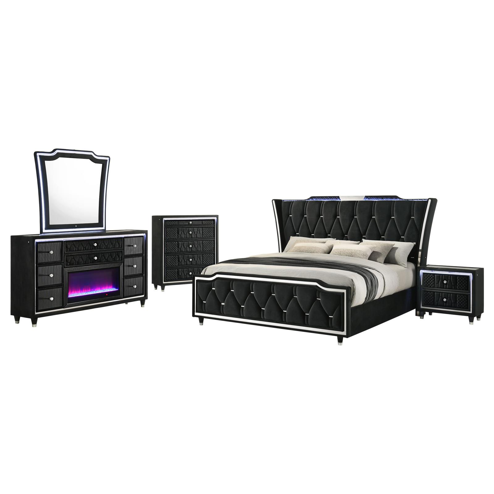 Lorient 5-piece Eastern King Bedroom Set Black - Image 2
