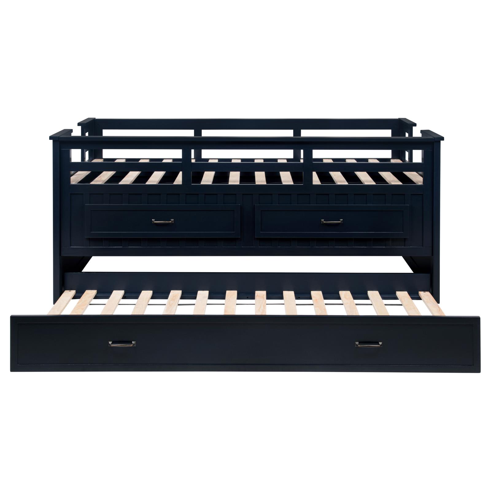 Carlsbad Wood Twin Captains Bed With Trundle Navy Blue - Image 8