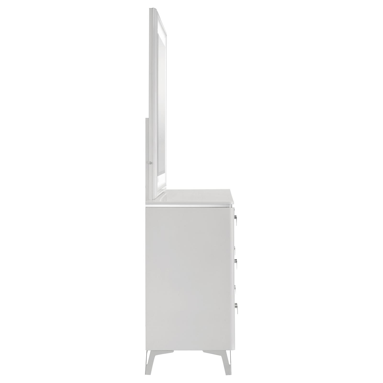 Cassia 6-drawer Dresser Cabinet with Mirror White High Gloss - Image 6