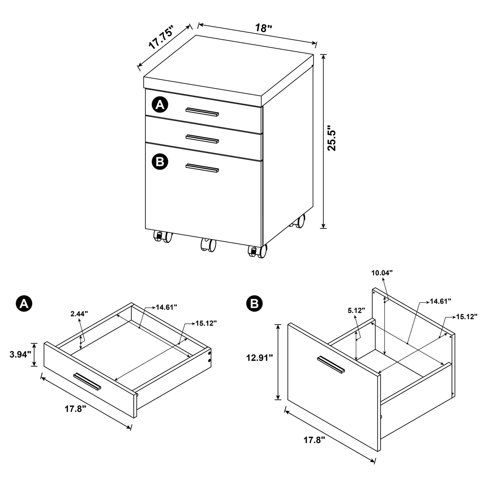 Skylar 3-drawer Home Office Mobile File Cabinet Cappuccino - Image 12