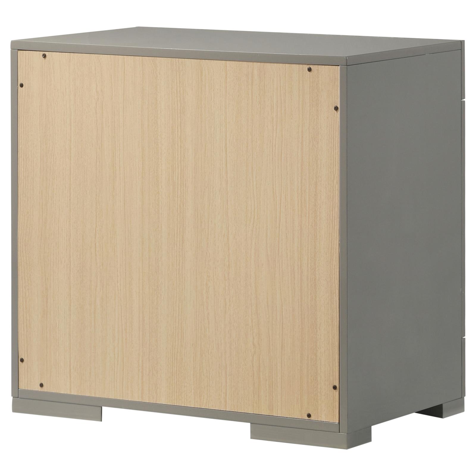 Ives 2-drawer Nightstand Bedside Table Grey High Gloss - Image 8