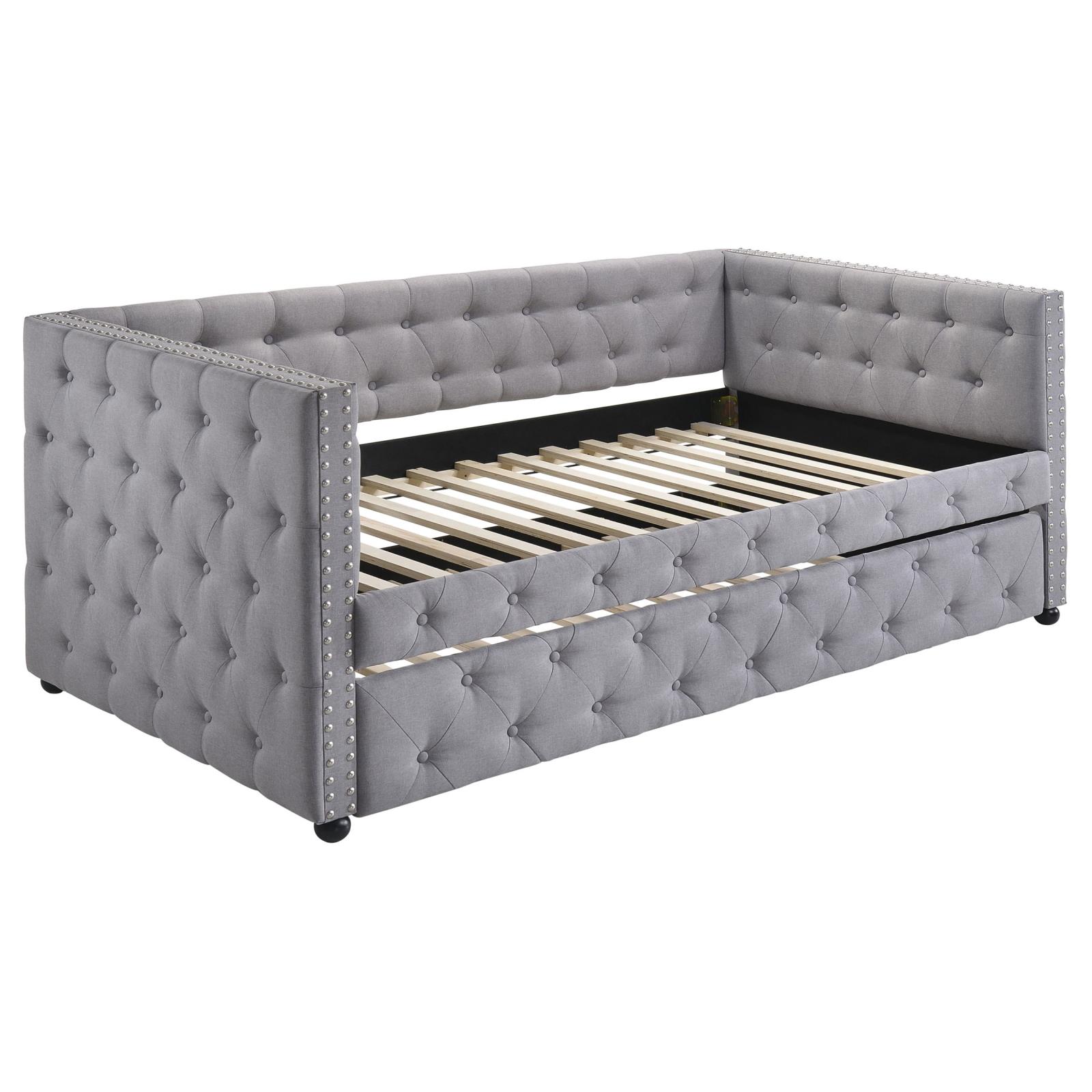 Mockern Upholstered Twin Daybed with Trundle Grey - Image 4