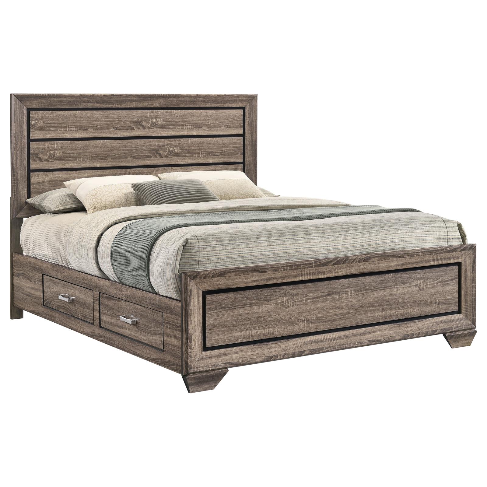 Kauffman Wood Queen Storage Panel Bed Washed Taupe - Image 5