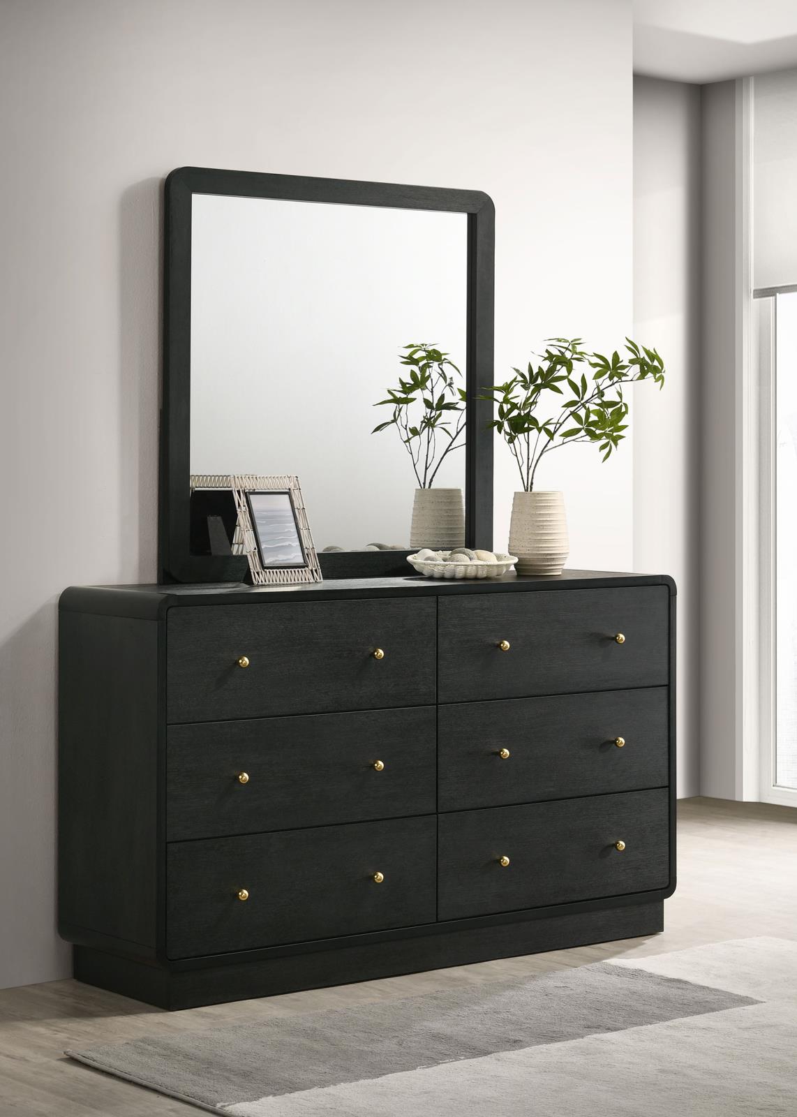 Cavelle 6-drawer Dresser and Mirror Black - Image 2