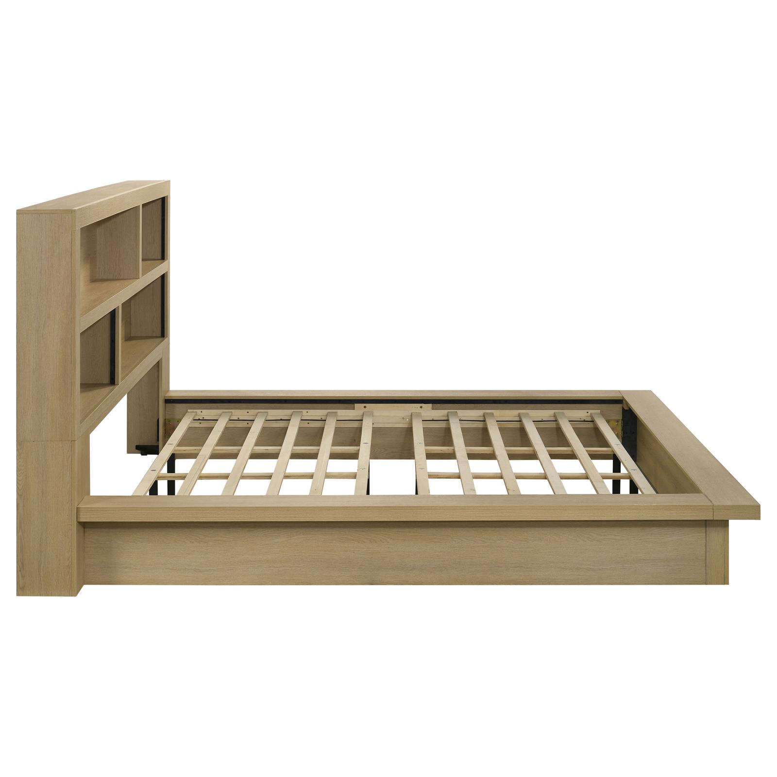 Hendricks California King Bookcase Headboard Platform Bed Light Oak - Image 6