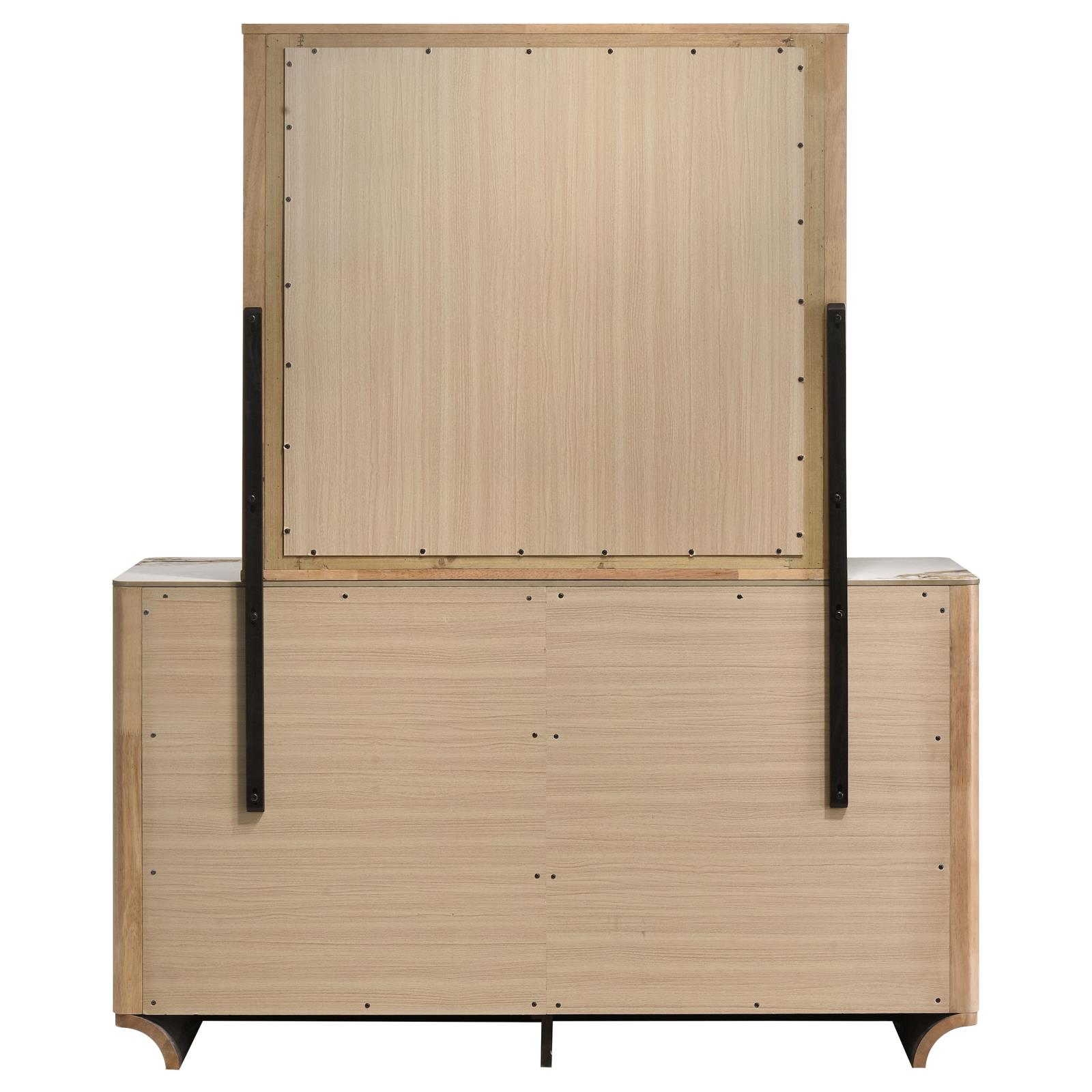 Leanne 6-drawer Sinter Stone Top Dresser and Mirror Light Oak - Image 7