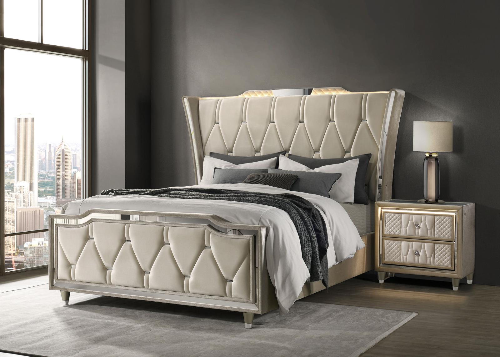 Lorient Queen LED Upholstered Wingback Bed - Image 12