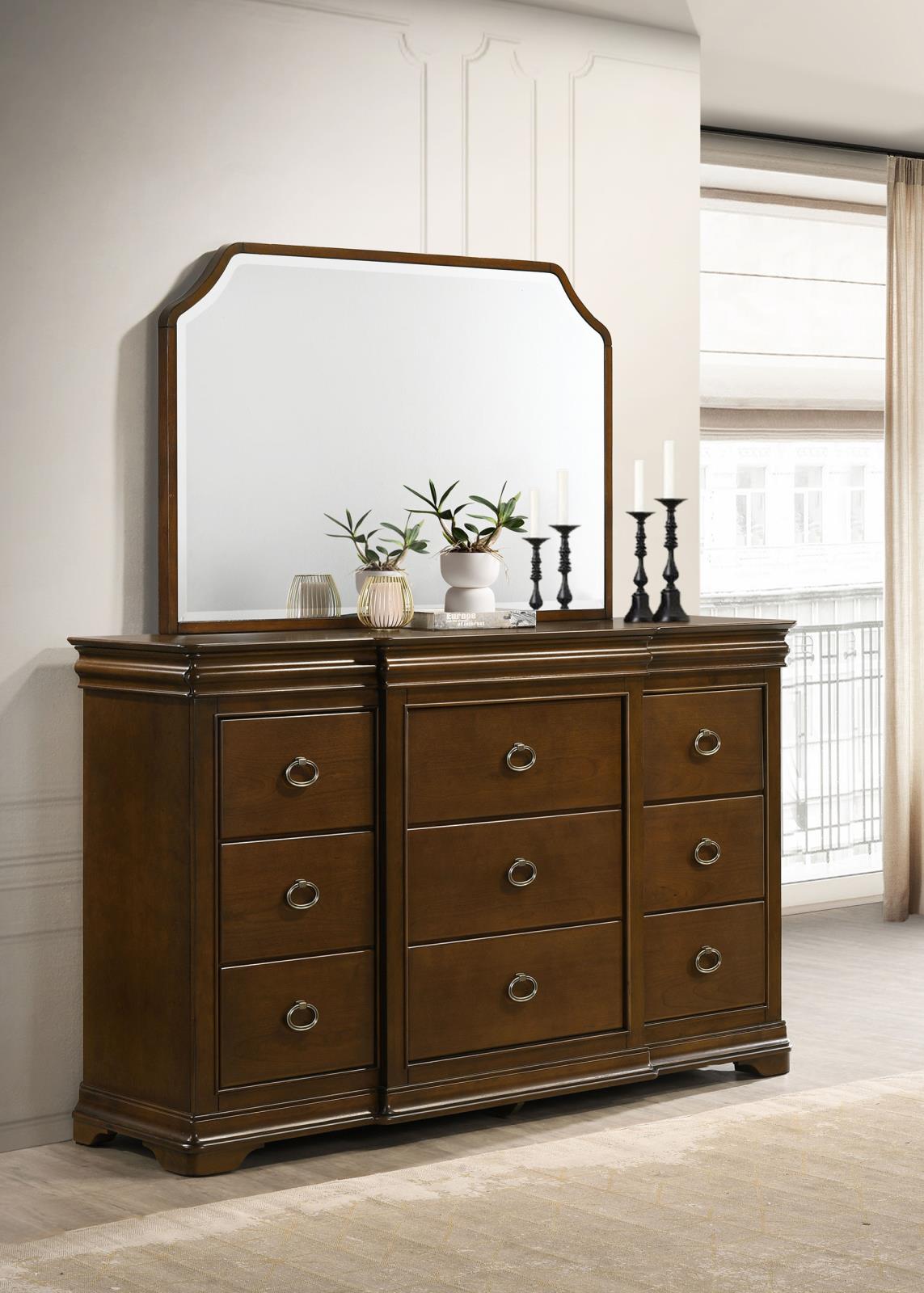 Garland 9-drawer Bedroom Dresser with Mirror Brown Cherry - Image 2
