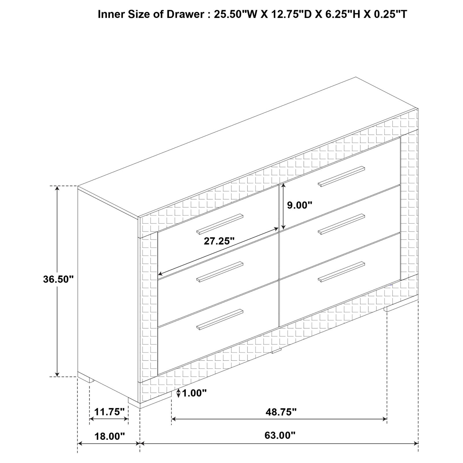 Ives 6-drawer Dresser Cabinet Grey High Gloss - Image 13