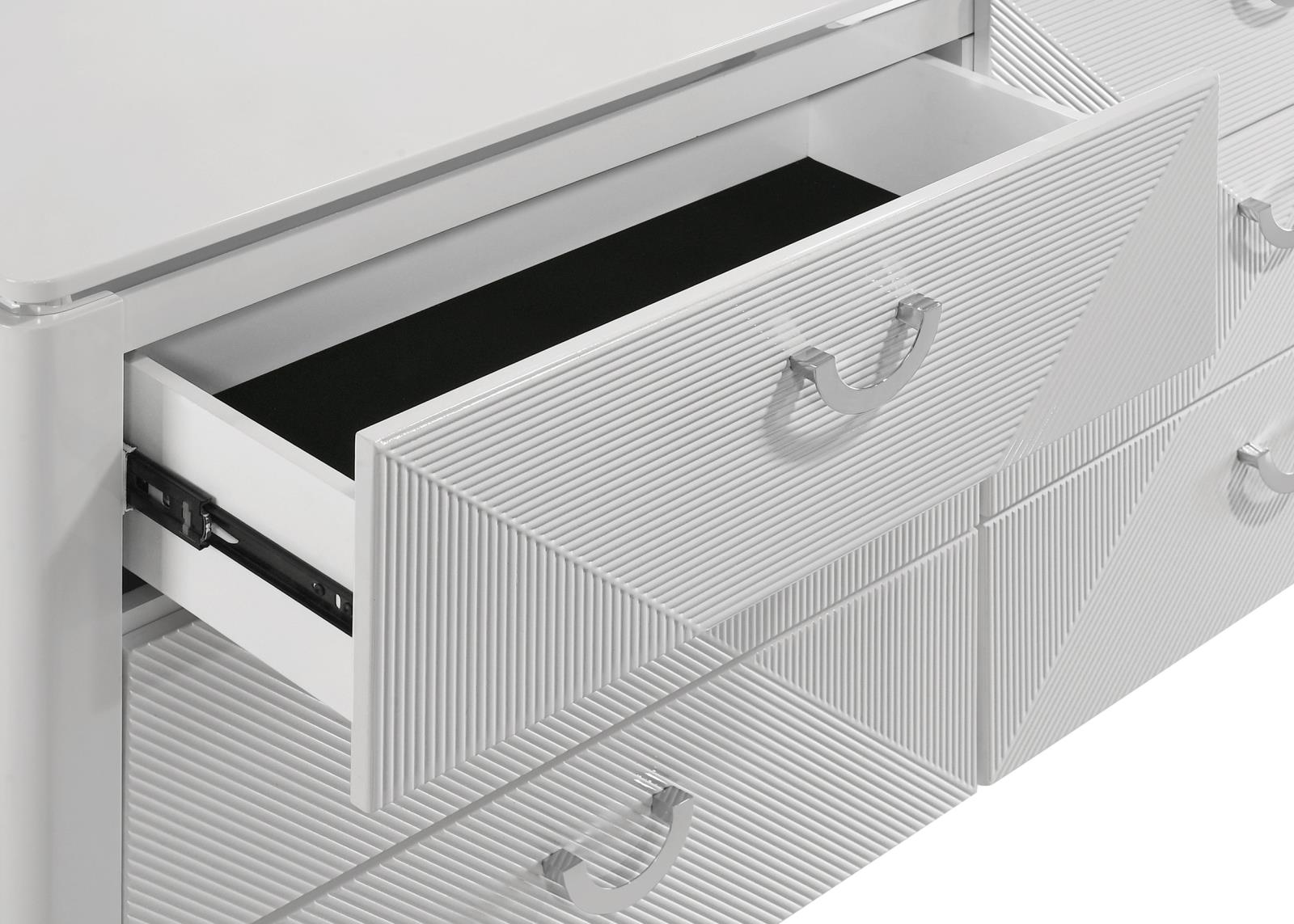 Cassia 6-drawer Bedroom Dresser Cabinet White High Gloss - Image 7