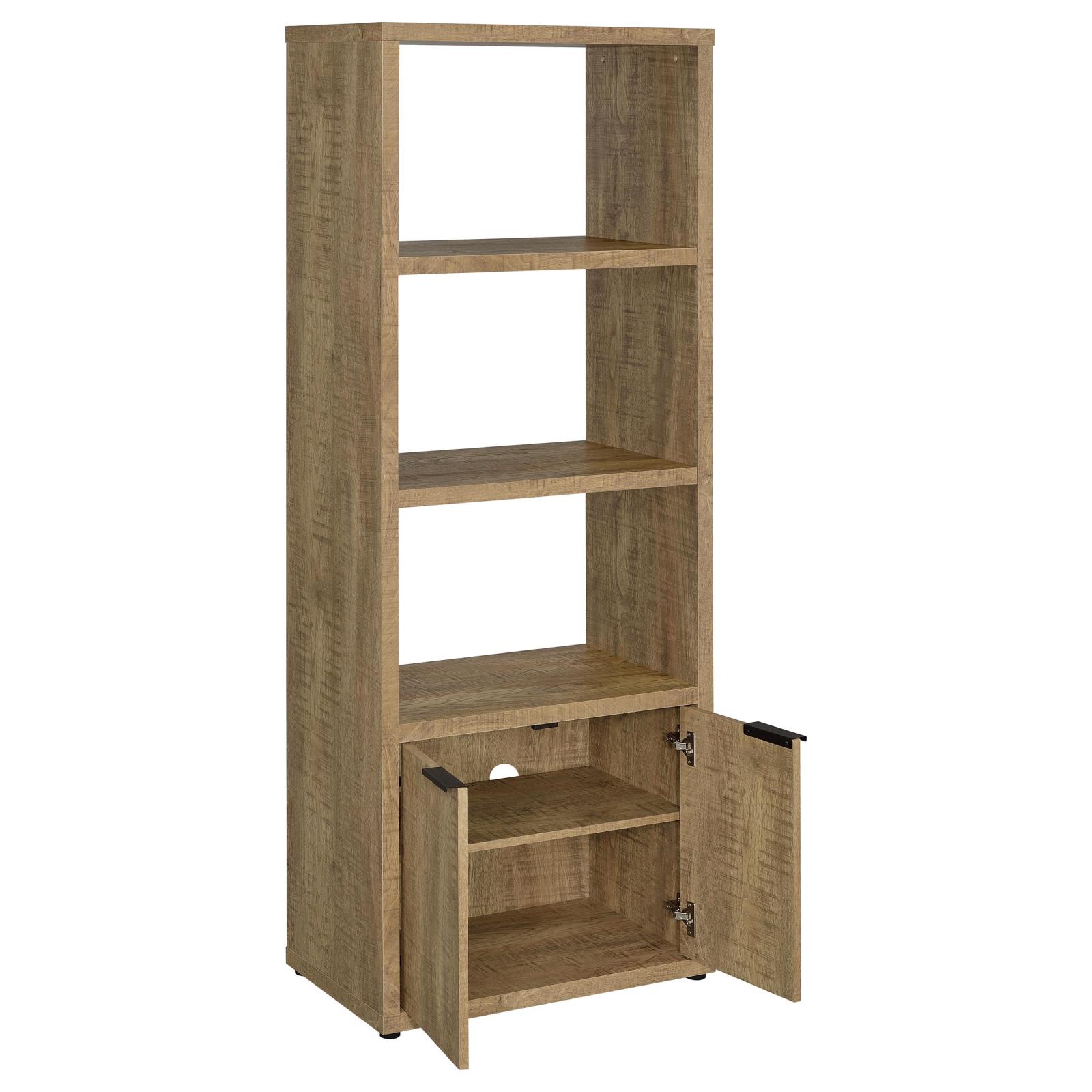 Tabby Farmhouse Media Tower with Adjustable Shelf and 2-Door Storage Mango - Image 3