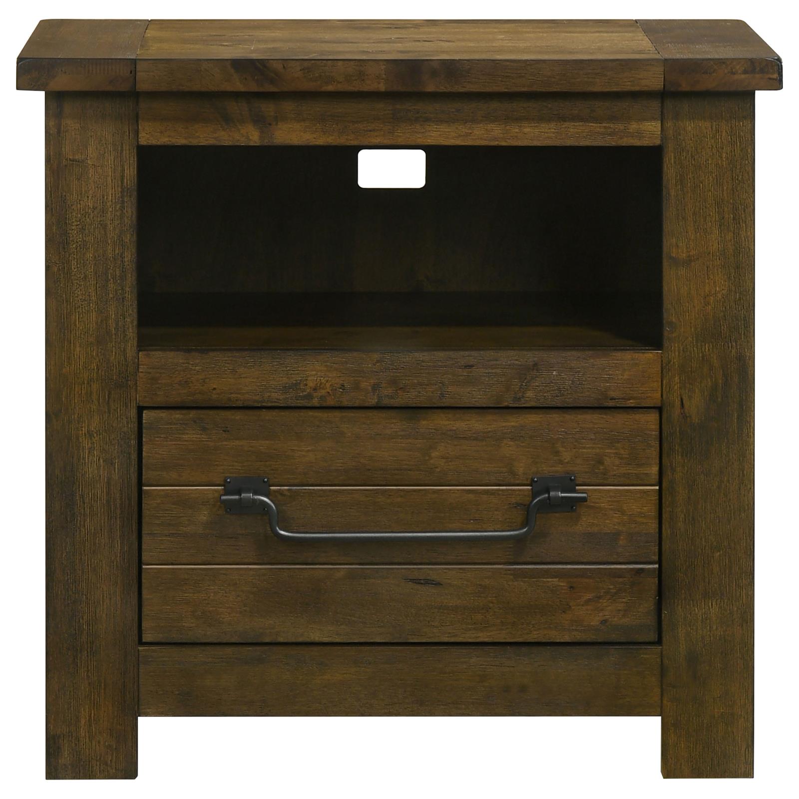 Doherty 1-drawer Nightstand Bedside Table Rustic Brown - Image 3