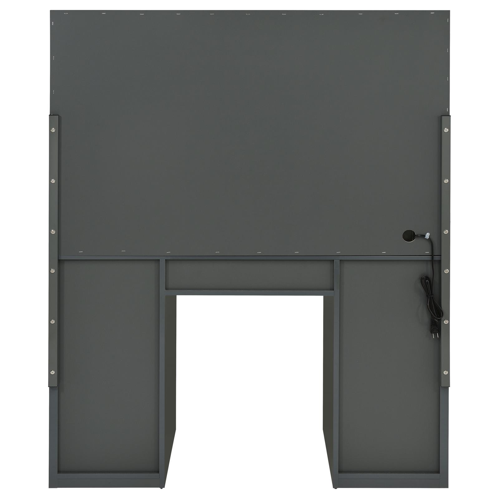 Acena 7-drawer Vanity Set with Lighting Grey High Gloss - Image 8