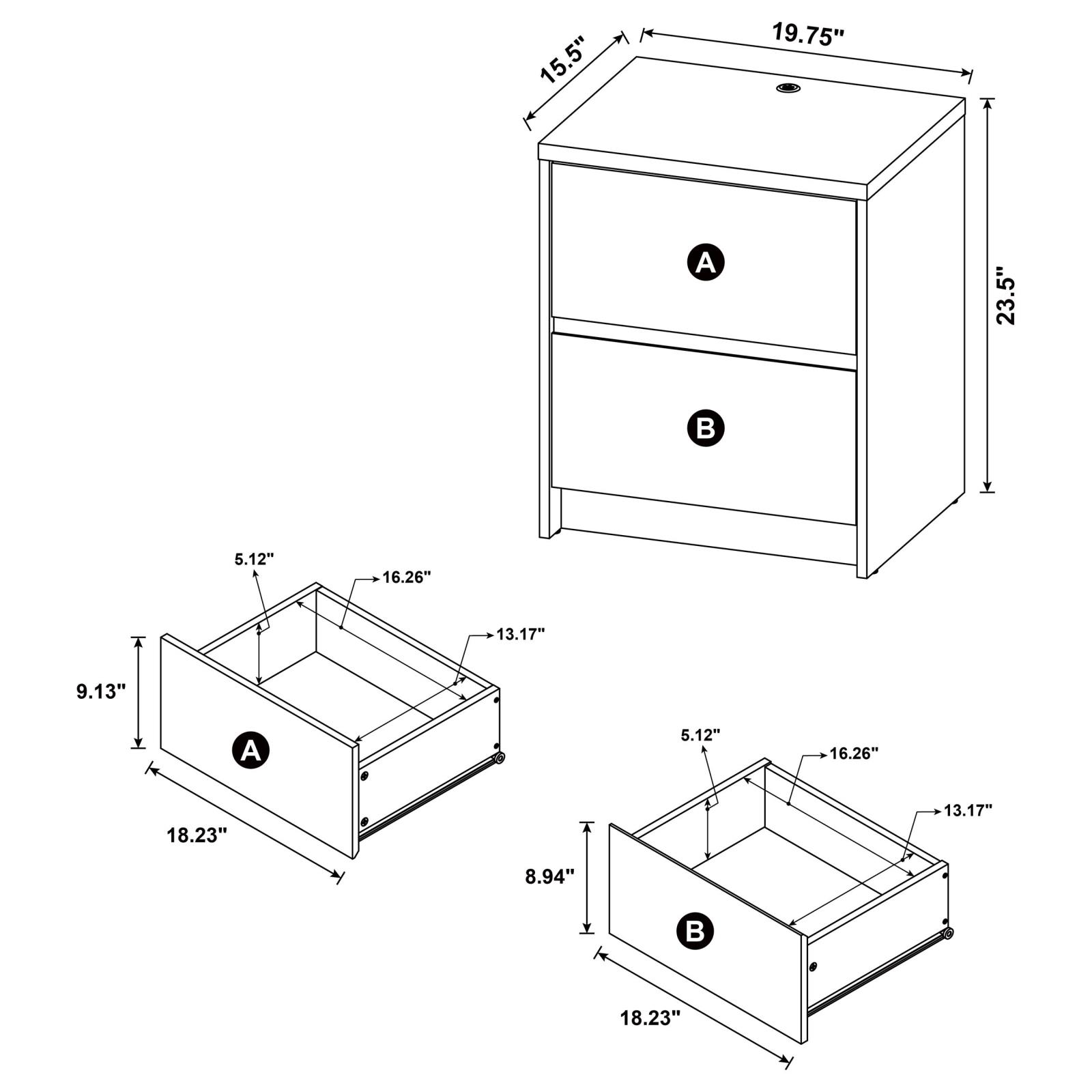 Westpark 2-drawer Nightstand LED Lights and USB Dark Pine - Image 14