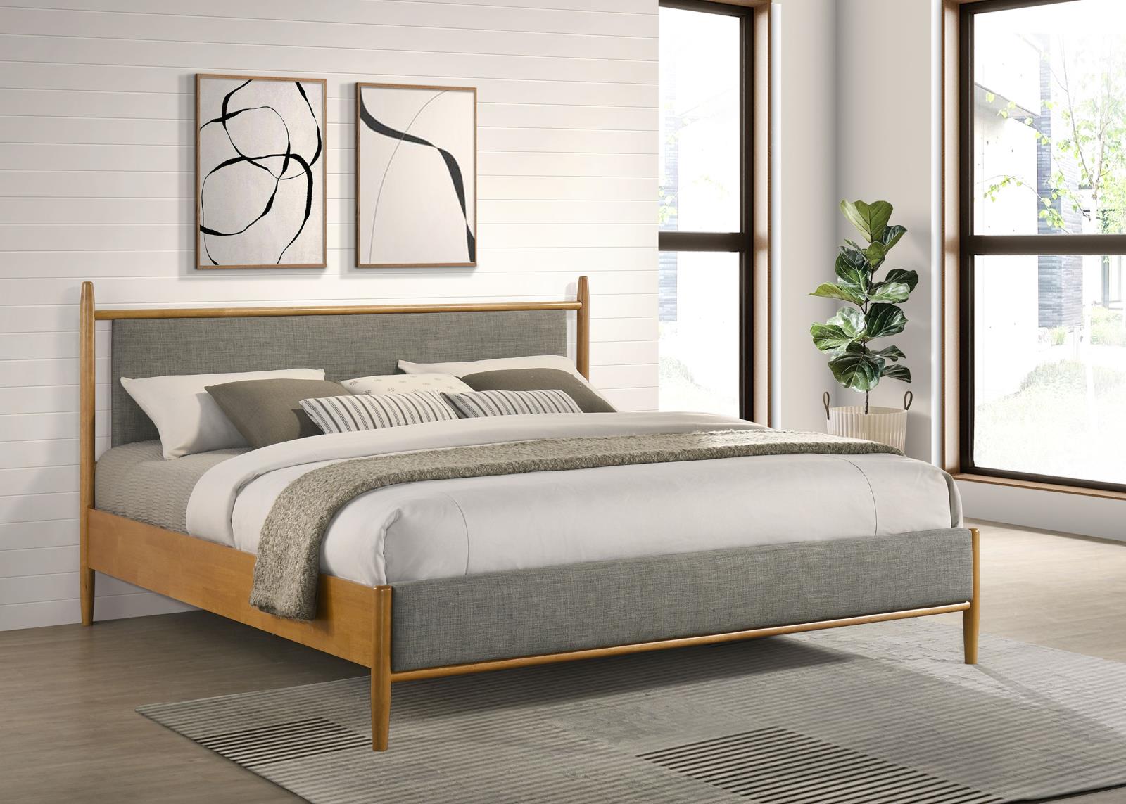 Mason 46-inch Eastern King Panel Platform Bed Light Brown - Image 2