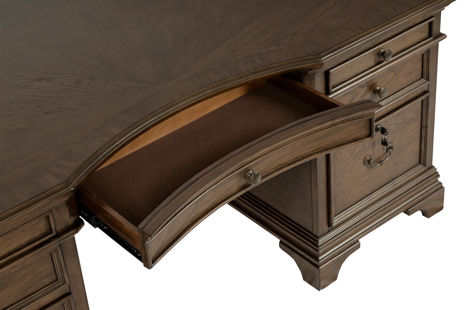 Hartshill 72-inch 7-drawer Executive Desk Burnished Oak - Image 10