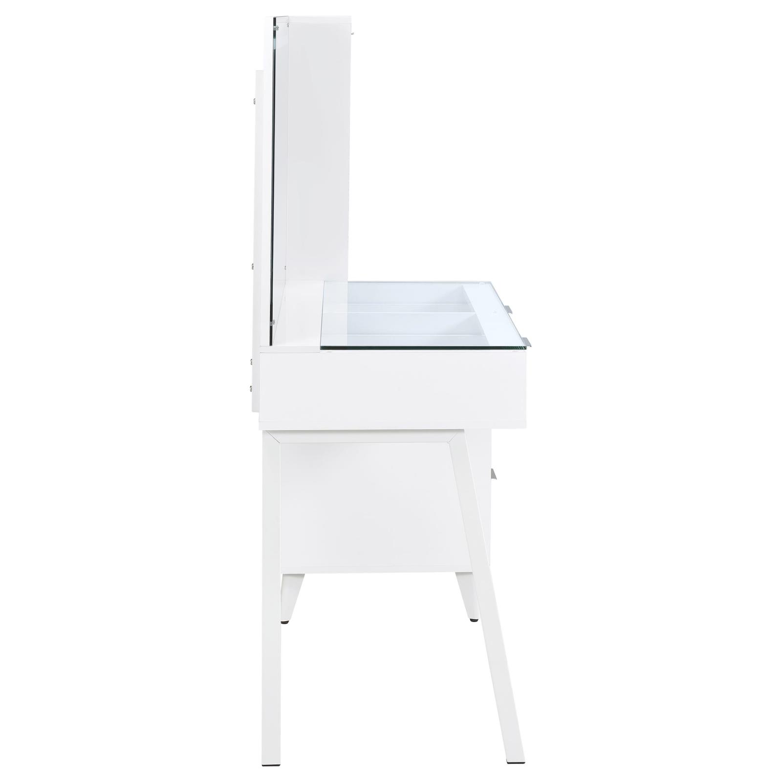 Souza 5-Drawer Makeup Vanity Table With LED Mirror White High Gloss - Image 11