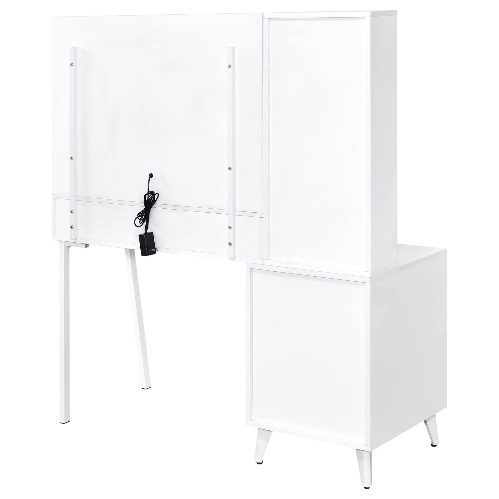 Souza 5-Drawer Makeup Vanity Table With LED Mirror White High Gloss - Image 10