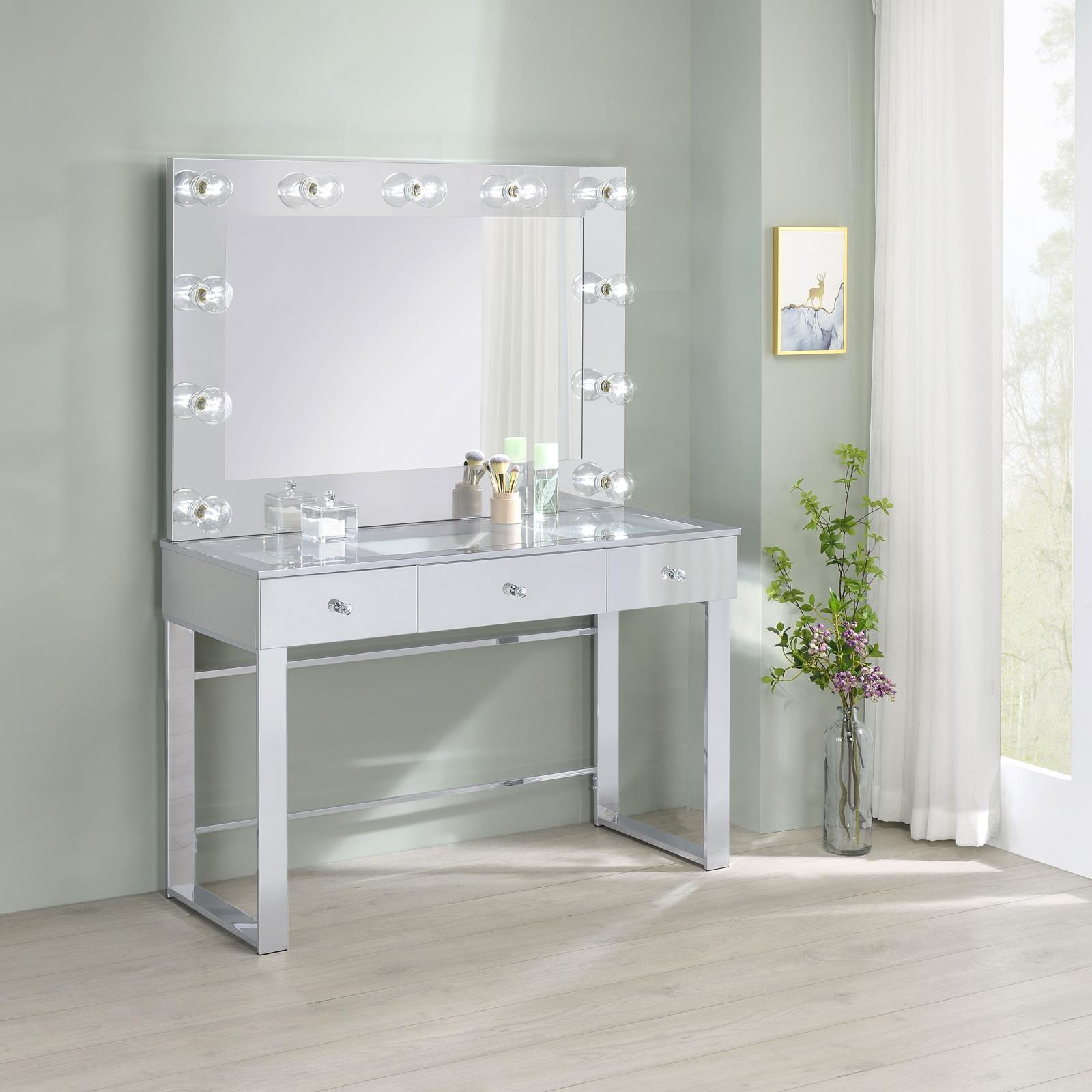 Umbridge 3-drawer Vanity Set with Lighting Chrome and White - Image 2
