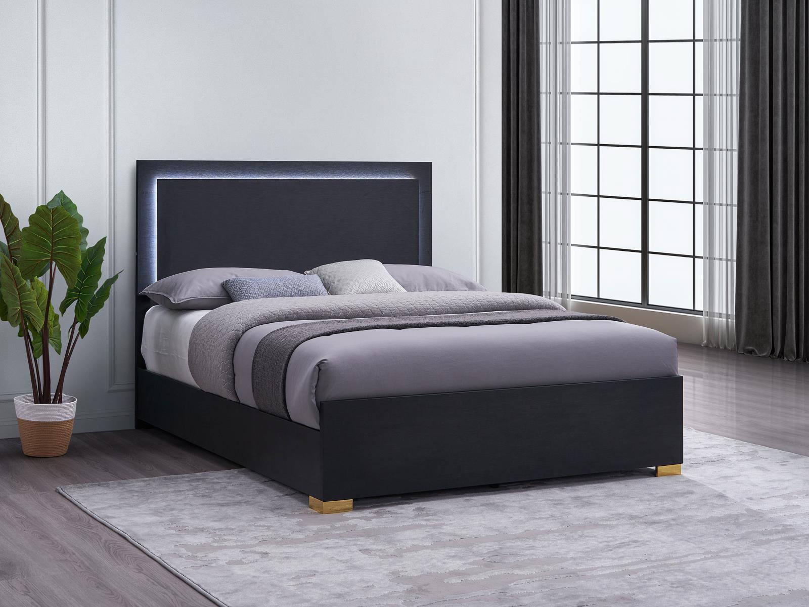 Marceline Wood Queen LED Panel Bed - Image 2
