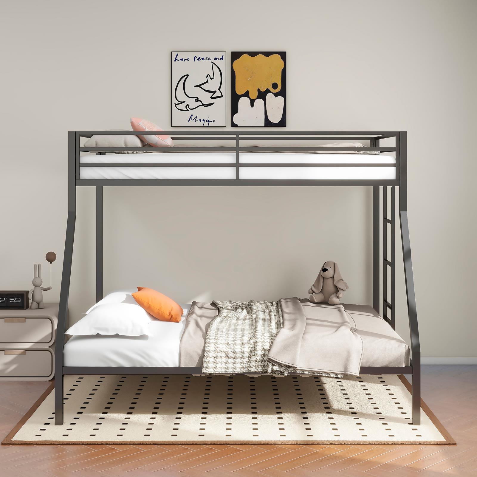 Alevera Metal Twin Over Full Bunk Bed with Ladder - Image 3
