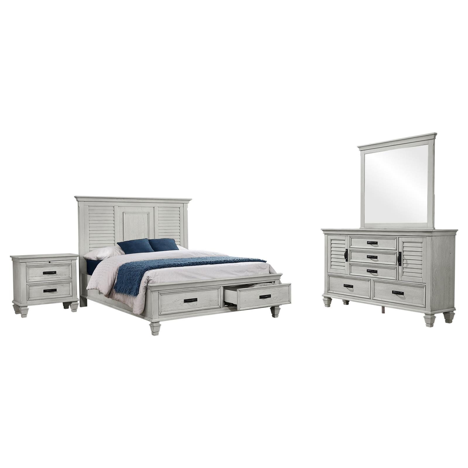 Franco Bedroom Set Distressed White - Image 2
