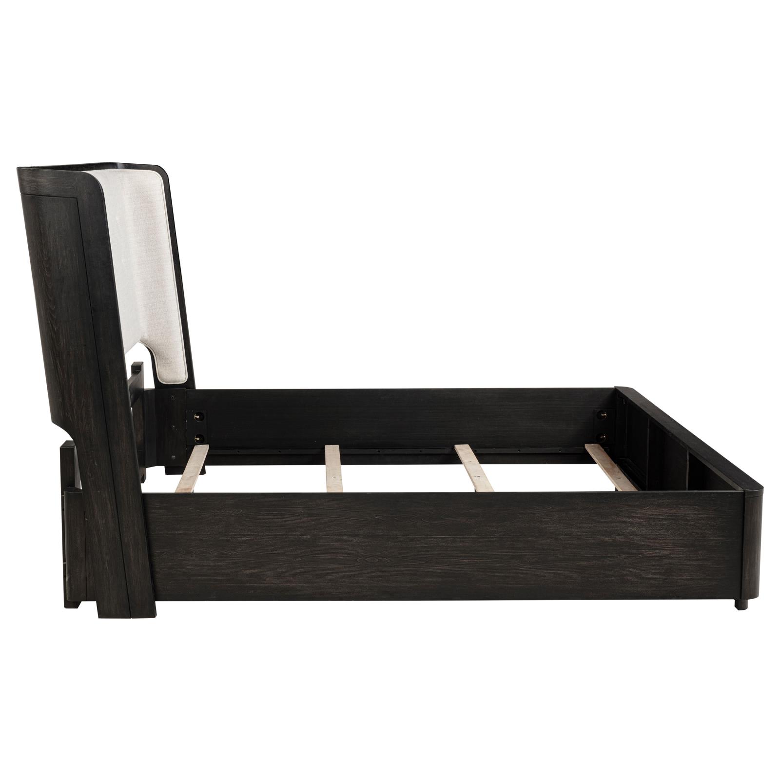Leandro 55-inch Eastern King Wingback Bed Burnished Black - Image 6