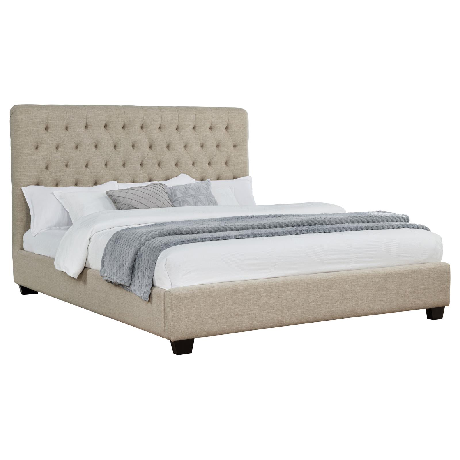 Chloe Upholstered California King Panel Bed Oatmeal - Image 3