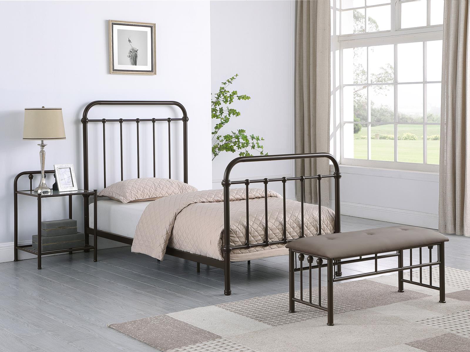 Livingston Metal Full Open Frame Bed Dark Bronze - Image 11