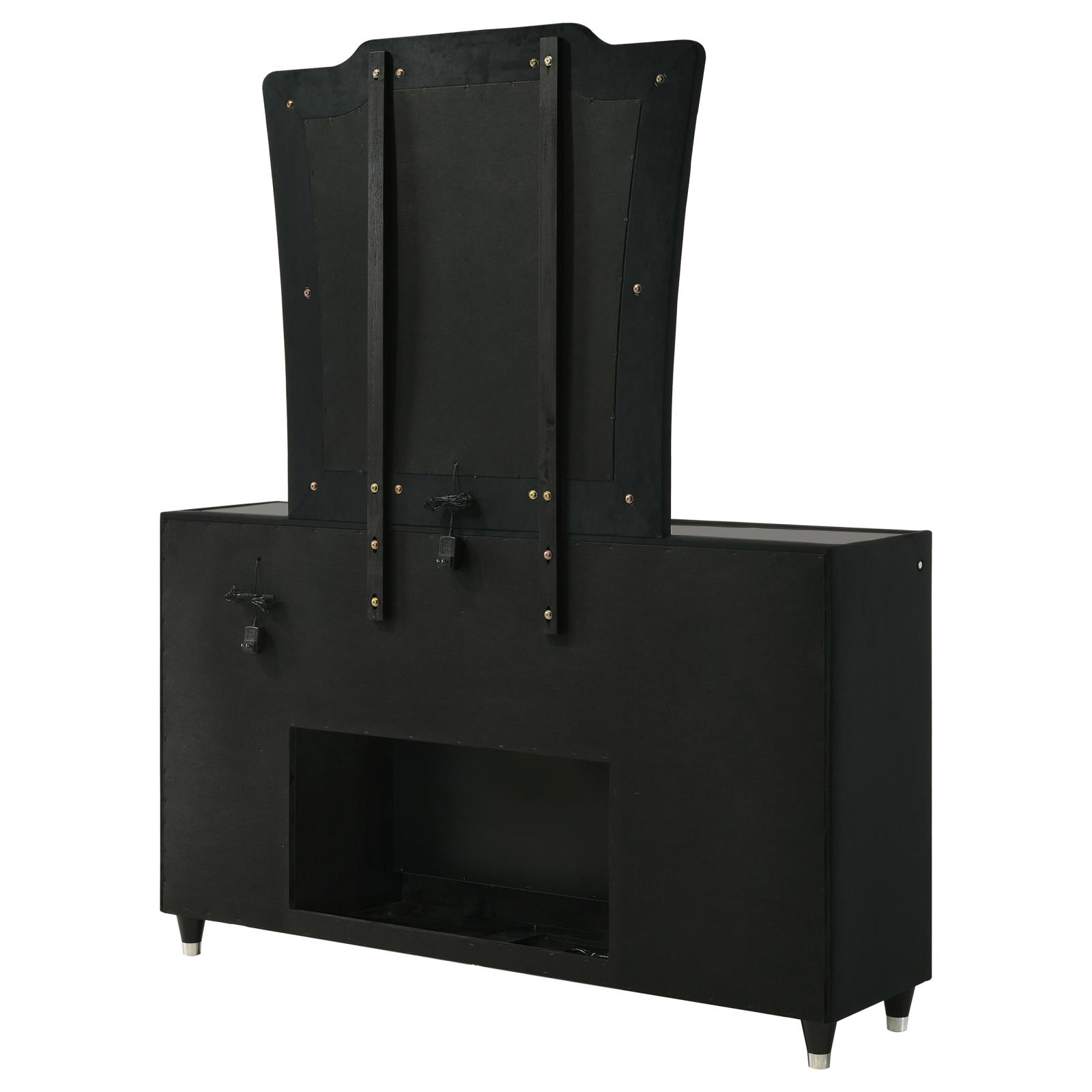 Lorient 8-drawer LED Flame Box Dresser and Mirror Black - Image 8
