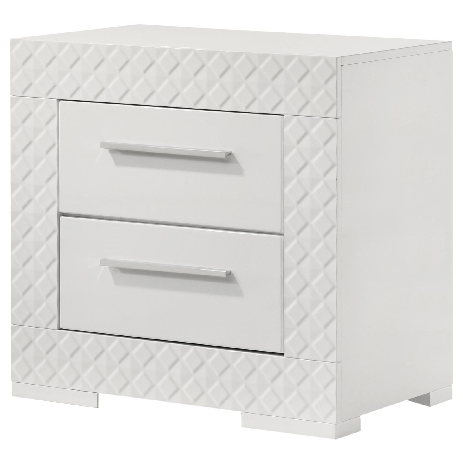 Ives 2-drawer Nightstand Bedside Table White High Gloss - Image 4
