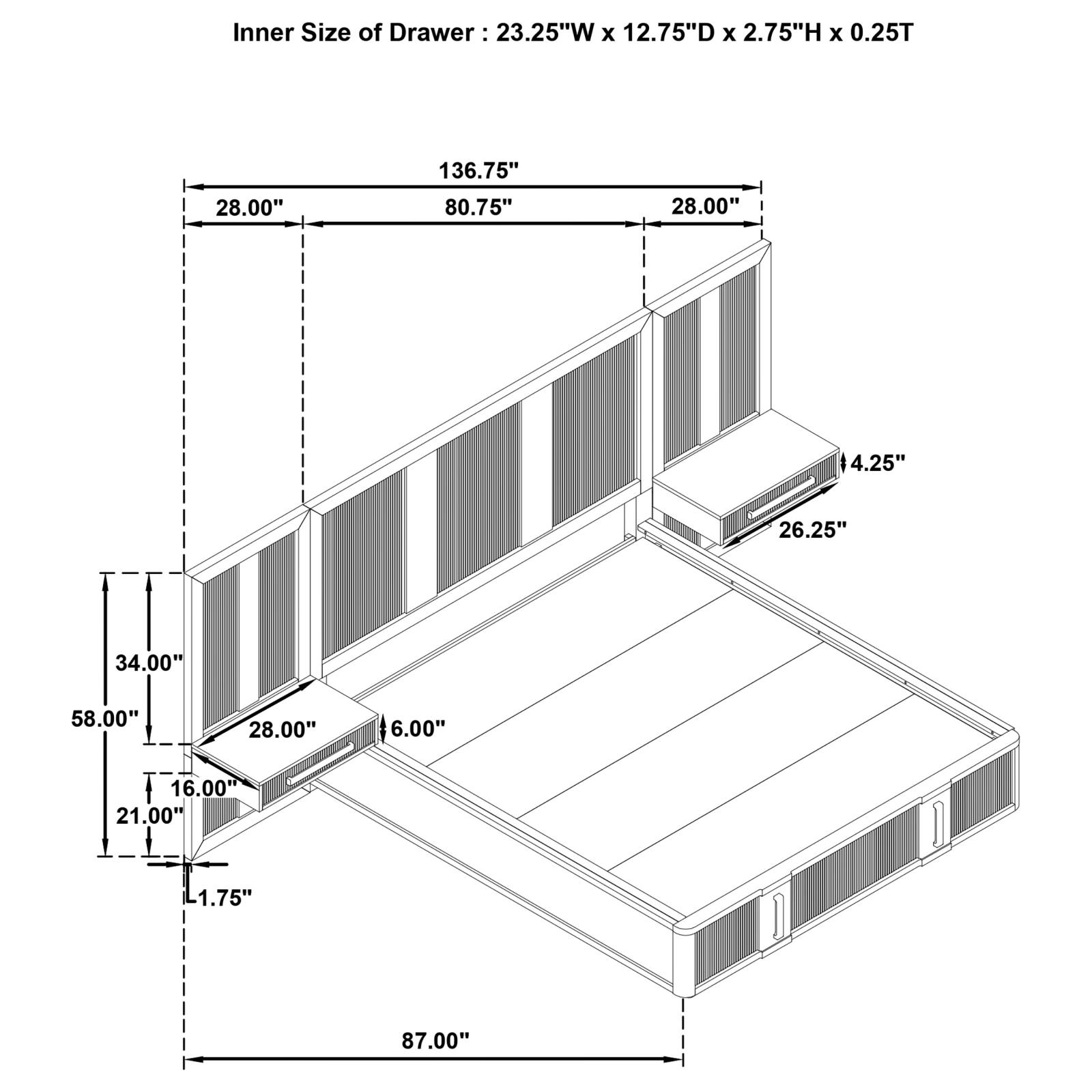 Terrace Eastern King Wall Panel Storage Bed Ash Brown - Image 8