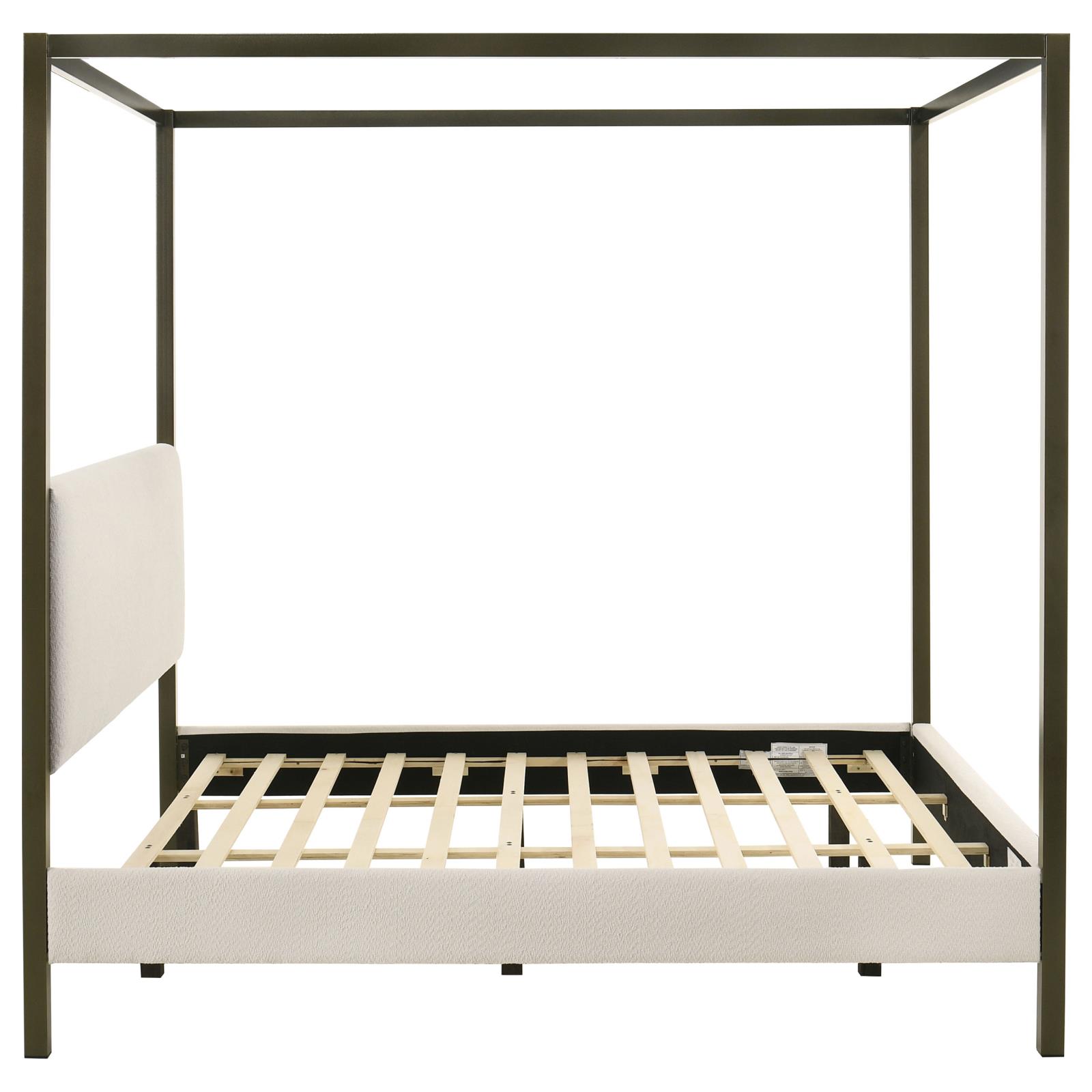 Monroe Upholstered Eastern King Canopy Bed Vanilla - Image 6