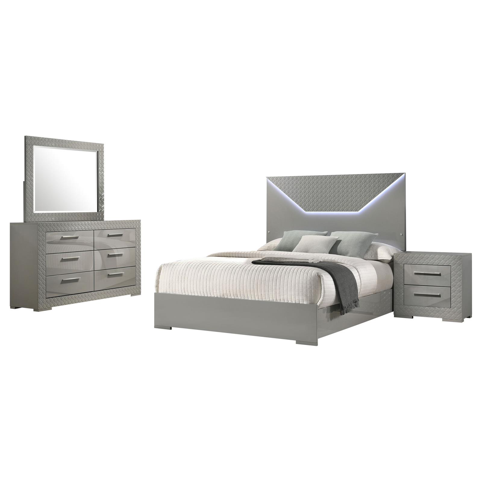 Ives Bedroom Set Grey High Gloss - Image 2