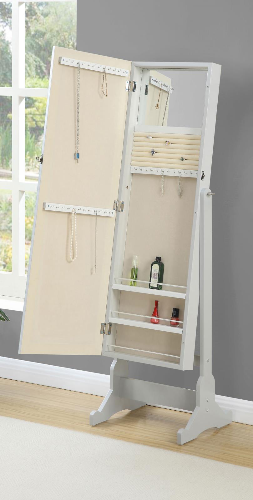 Yvonne Cheval Mirror with Jewelry Storage Dove Grey - Image 3