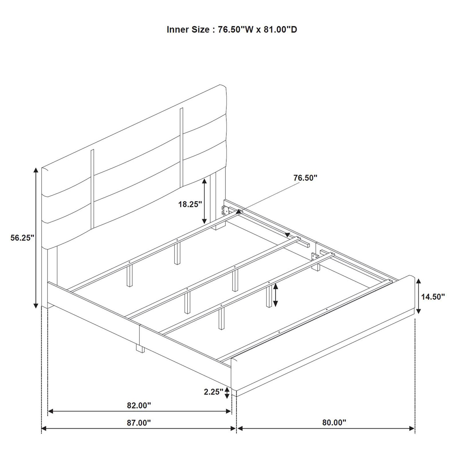 Ines 56-inch Fabric Upholstered Eastern King Panel Bed - Image 9