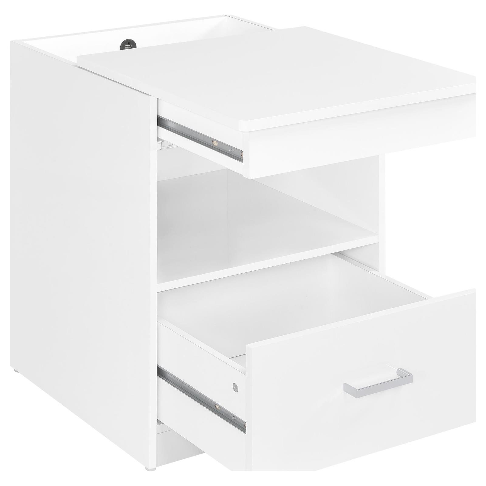 Fabre 1-drawer Extendable Top Nightstand Bedside Table White High Gloss - Image 4