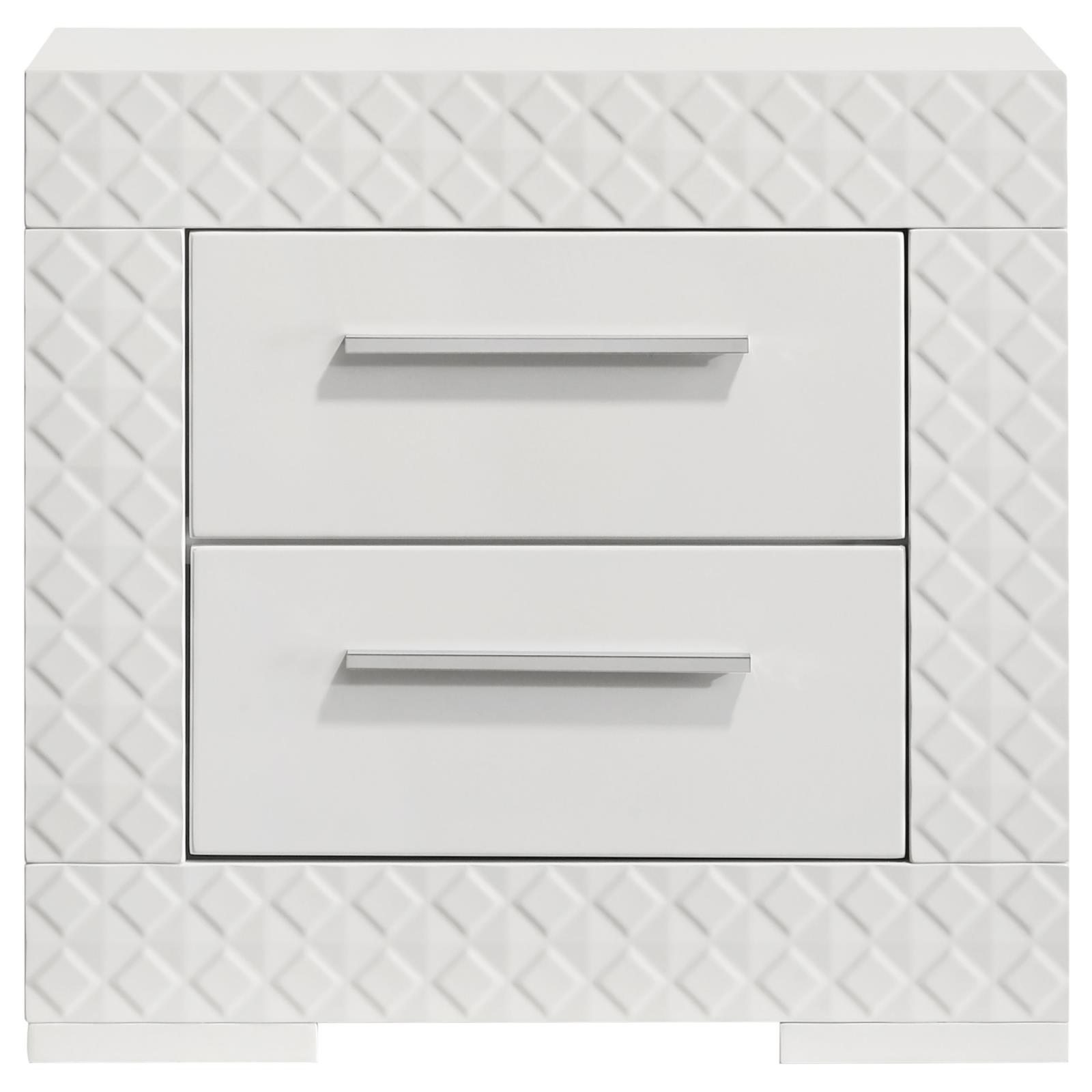 Ives 2-drawer Nightstand Bedside Table White High Gloss - Image 3