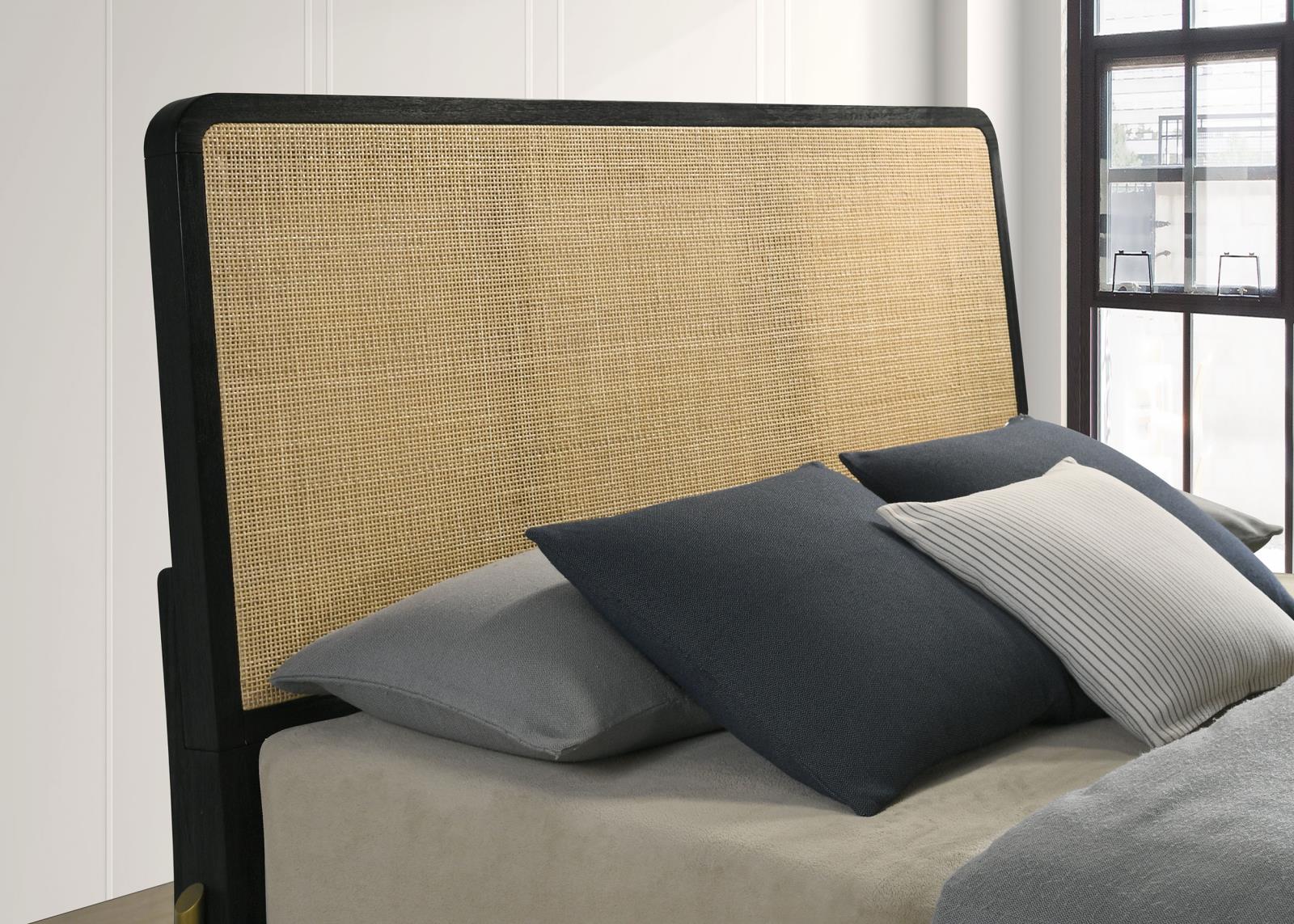 Arini Rattan Eastern King Panel Bed Black and Natural - Image 5