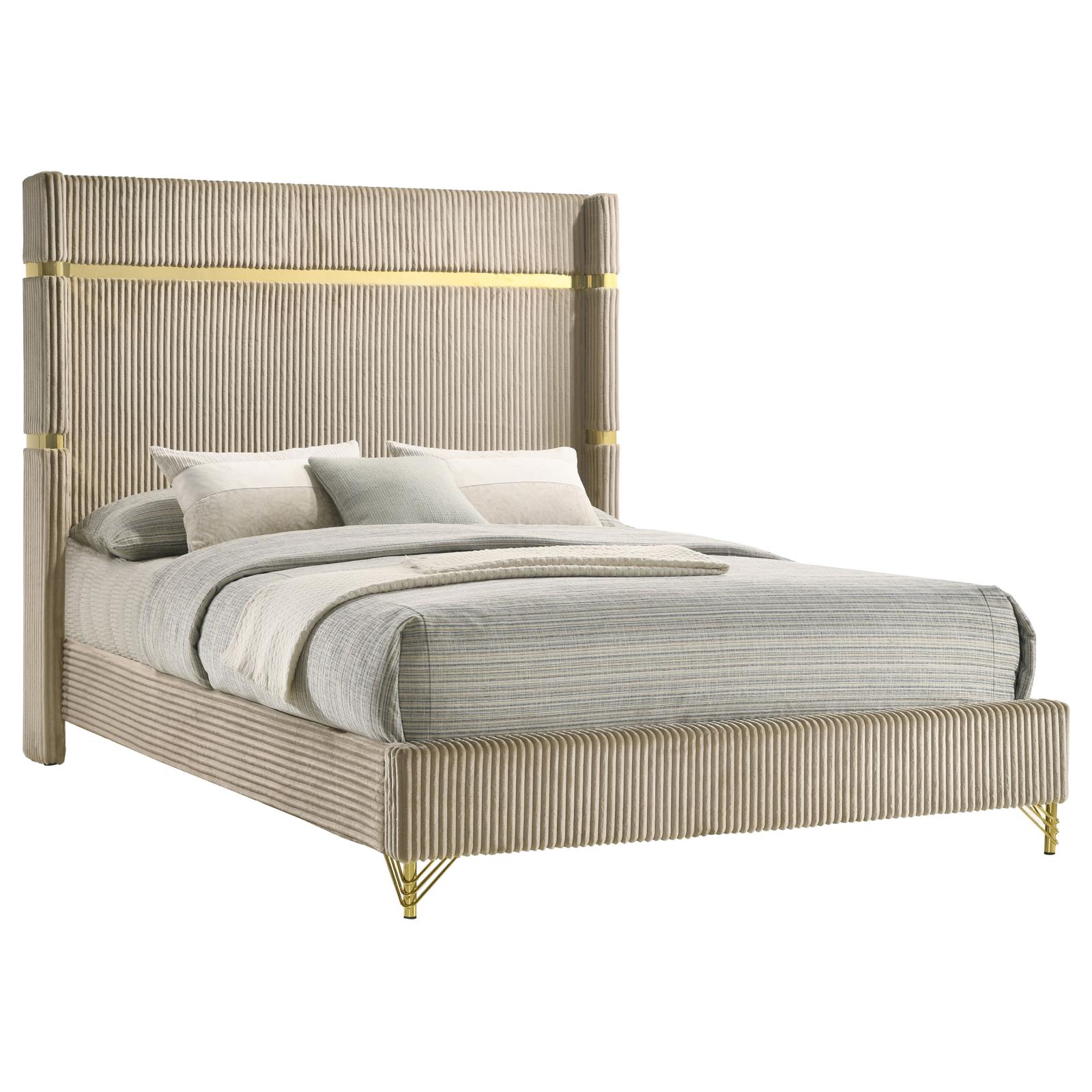 Lucia 61-inch Upholstered Eastern King Wingback Bed - Image 3