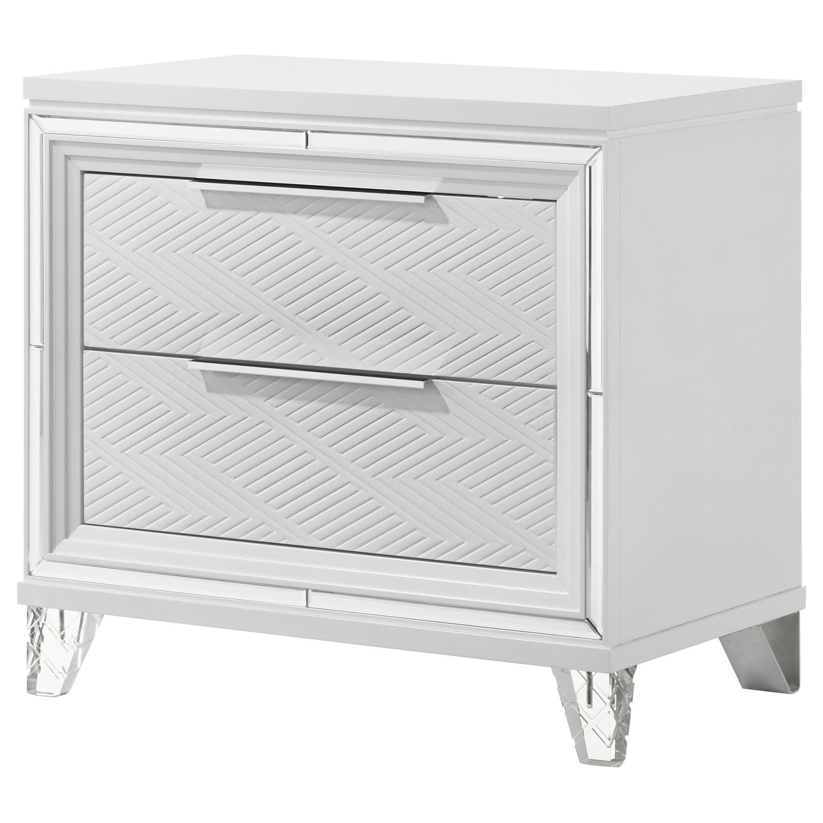 Marmore 2-drawer Nightstand Bedside Table White - Image 4