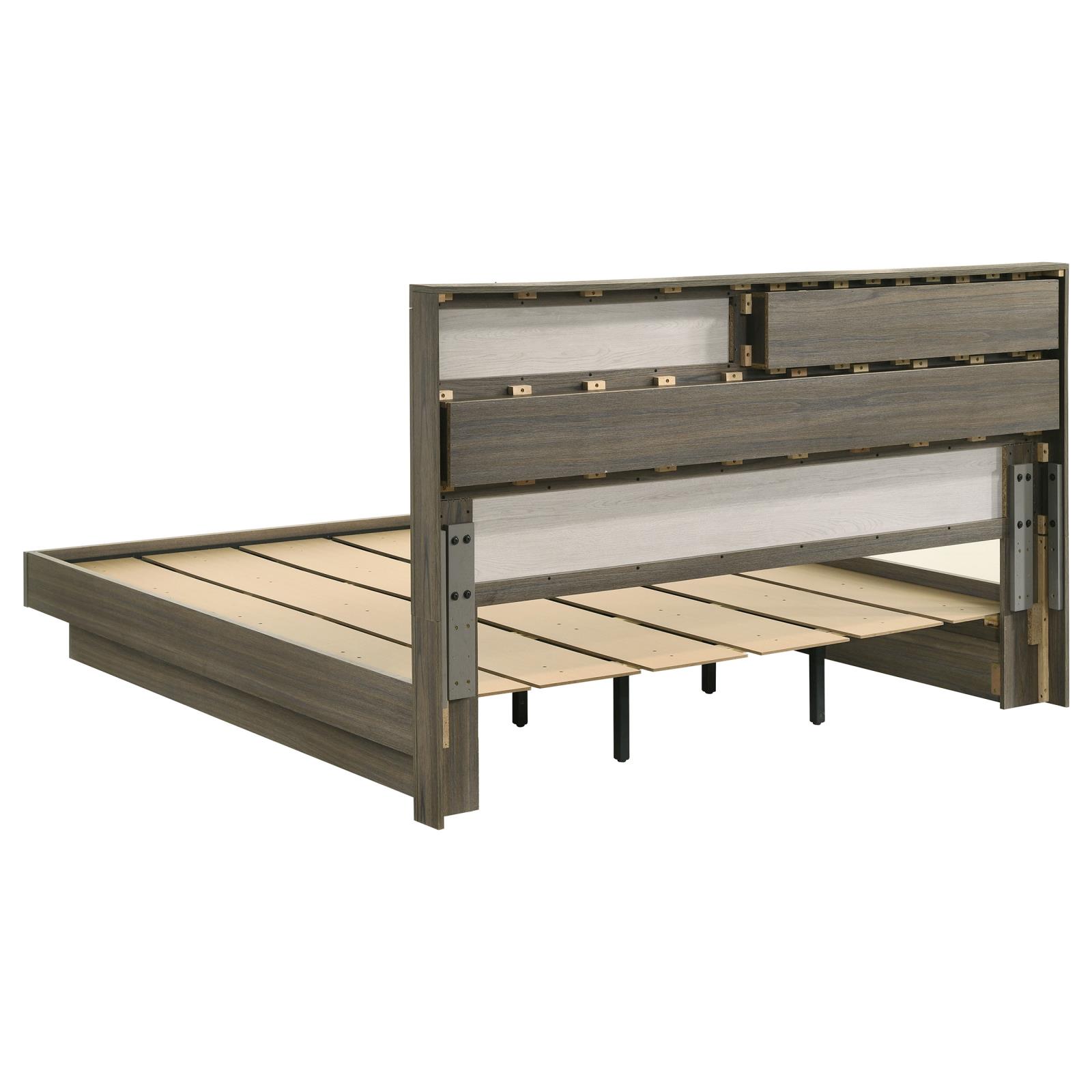 Fenwick Eastern King Bed Bookcase Headboard Grey Oak - Image 5