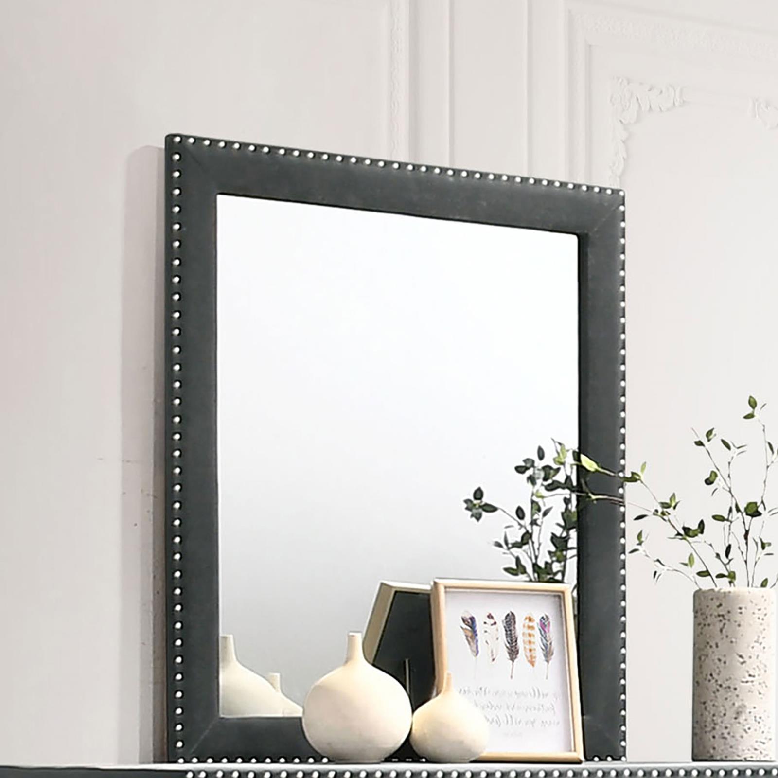Melody Upholstered Dresser Mirror Grey - Image 2