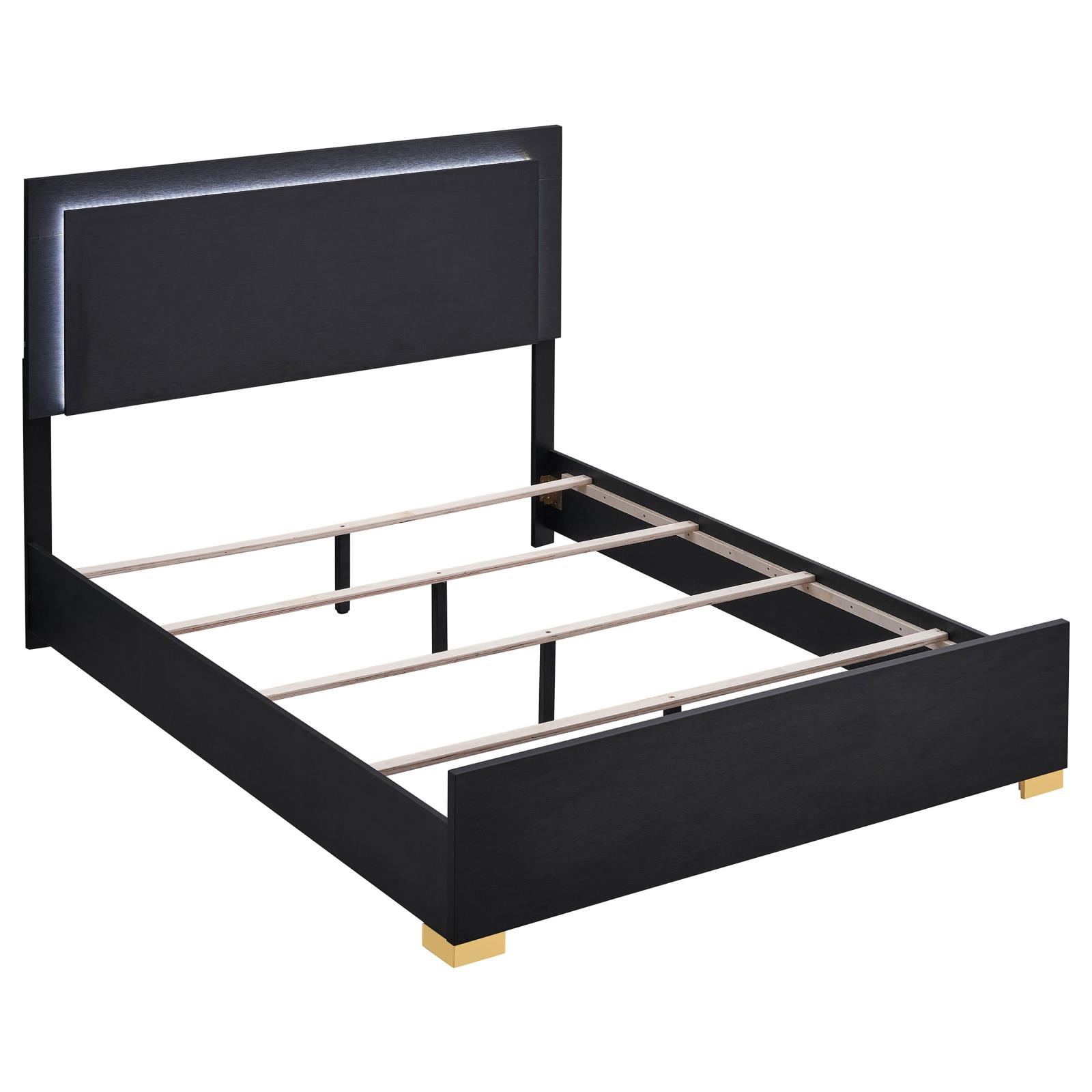 Marceline Wood Queen LED Panel Bed
