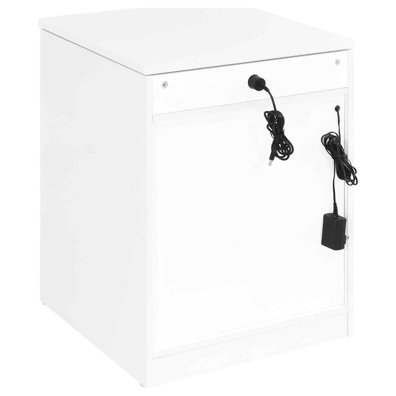 Fabre 1-drawer Extendable Top Nightstand Bedside Table White High Gloss - Image 6