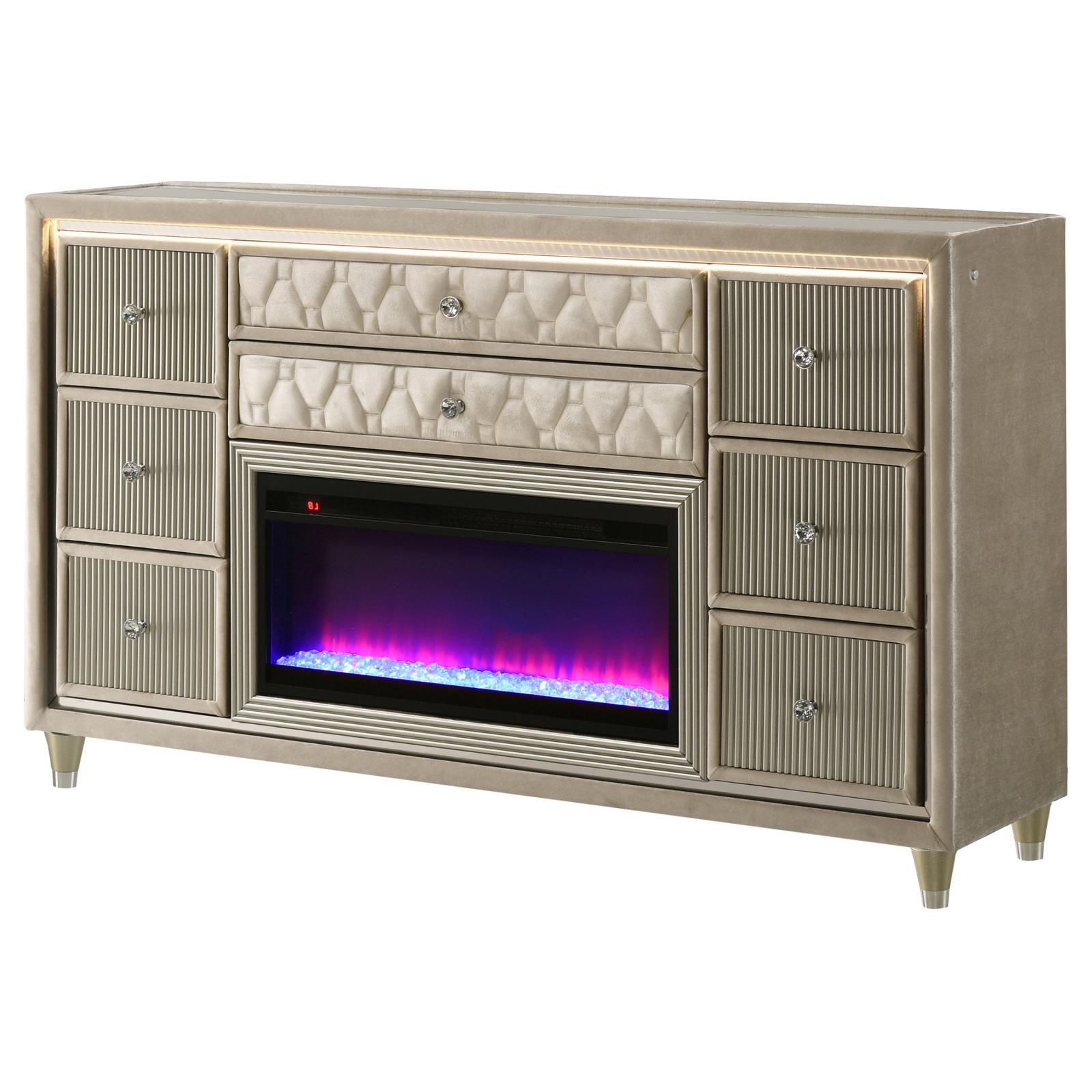 Lorient 8-drawer LED Bedroom Flame Box Dresser - Image 4