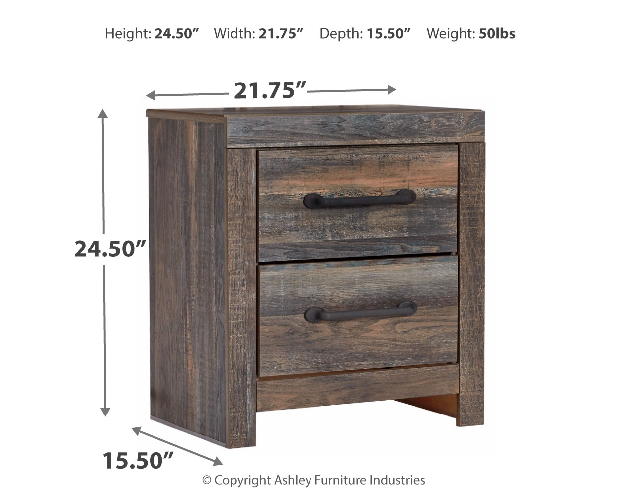 Drystan - Two Drawer Night Stand - Brown / Beige - Image 6